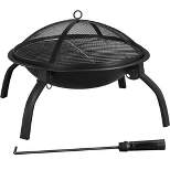 Yaheetech 21" Portable Firepit Folding Wood Burning Fire Bowl for Garden Outdoor  with Spark Screen, BBQ Grill