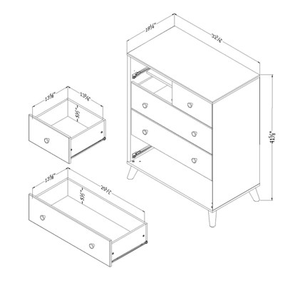 Yodi Scandinavian 5-Drawer Nursery Chest in Natural Walnut and Pure White