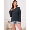 INSPIRE CHIC Women's Loungewear Long Sleeve Oversized Drop Shoulder High Low Hem Tops Sleepwear Shirts - 2 of 4