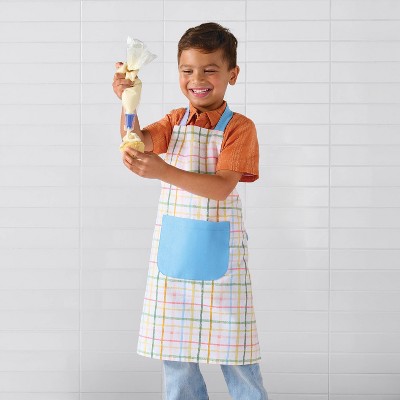 エプロン・三角巾 60s blue and red plaid apron Kids' Plaid Apron Blue - Pillowfort™ : Target