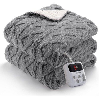 Acekool Heated Throw Blanket, Thick Electric Blanket with 10 Heat Levels and Timer, Machine Washable