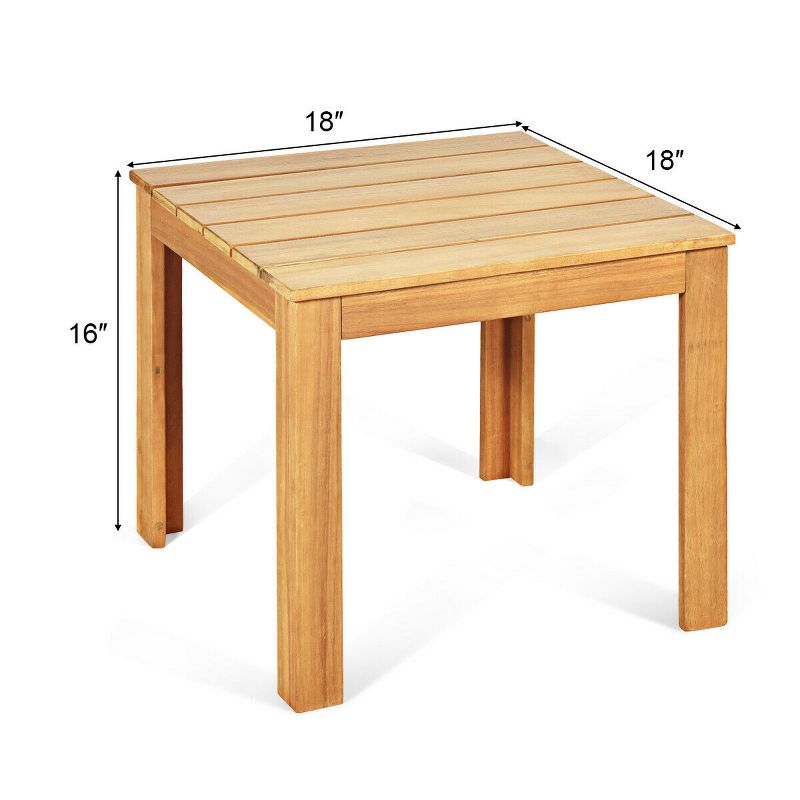 Costway Wooden Square Side End Table Patio Coffee Bistro Table Indoor Outdoor Natural, 2 of 11
