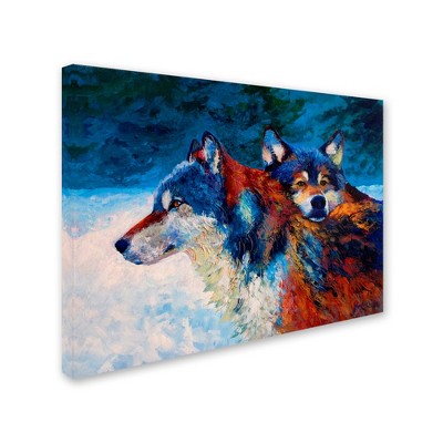 Trademark Fine Art - Marion Rose 'Wolves' Wood Slat Art