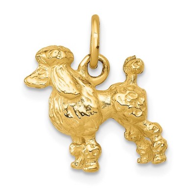 Black Bow Jewelry 14k Yellow Gold 3D Textured Poodle Charm or Pendant