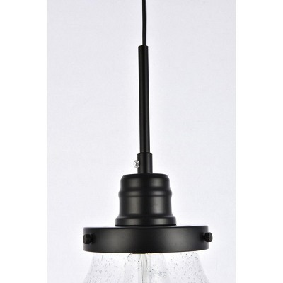 Lyle Adjustable Black Iron & Clear Bubble Glass Globe Pendant