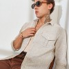 Campus Sutra Men Men's Tan Brown & Ivory White Basket-Weave Shirt - 2 of 4