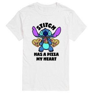 Men's - Lilo and Stitch - Stitch Has A Pizza My Heart Short Sleeve Graphic T-Shirt - 1 of 4