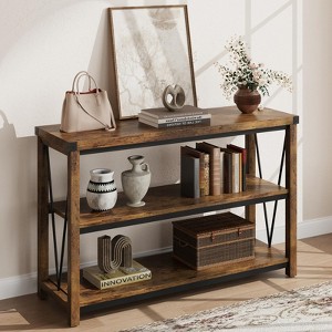 Farmhouse Entryway Table,47 Inch Narrow Long Console Table with Storage, 3 Tier Wood Behind Couch Table for Living Room, Hallway Table for Foyer - 1 of 4