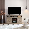 ORRD Farmhouse TV Stand for up to 65" TV, Gray Wash Media Console with Barn Door & Storage Shelves, Modern Entertainment Center - 2 of 4