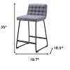 HomeRoots Set of Two 26" Gray And Black Fabric And Steel Counter Height Bar Chairs - 3 of 4