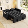 MAYEERTY Sleeper Sofa Couch Pull Out Bed Modern Velvet Convertible Small Love Seat with Pillows Sode Pockets for Small Space Black - 2 of 4