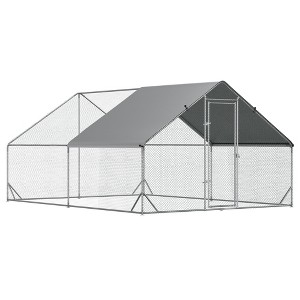 10' x 13' x 6.5' Metal Frame Chicken Run, Outdoor Hen House with Cover & Lockable Door - 1 of 4