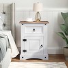 vidaXL Nightstand Storage Cabinet Table with Drawer Mexican Pine Corona Range - White - 3 of 4