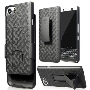 Nakedcellphone Combo for BlackBerry Keyone - Case with Stand and Belt Clip Holster - Black - 1 of 4