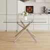 Vynxaria Modern Minimalist Rectangular Glass Dining Table, Tempered Glass Top, Chrome Metal Legs - 2 of 4