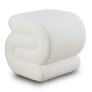 COWLOWN S-Shape Teddy Fabric Ottoman Makeup Stool Footstool, 250LBS Capacity, No-Assembly, Anti-Slip for Living Room/Bedroom/Sofa Side - 1 of 4