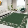 Washable Green Area Rug - Modern Soft Bordered Non-Slip Carpet for Living Room, Bedroom, Office - 2 of 4