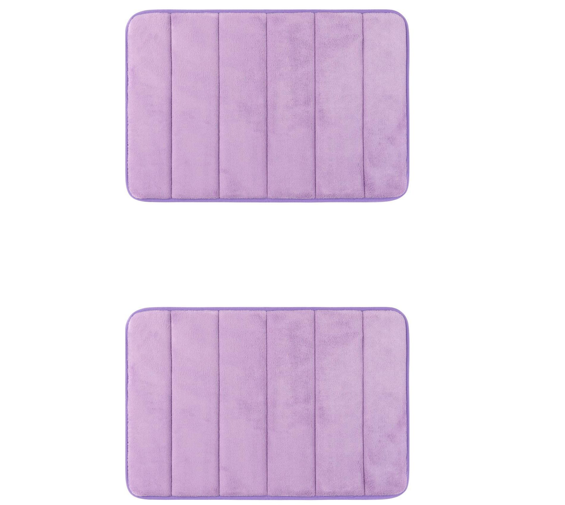 Unique Bargains Soft Thick Absorbent Quick Dry Bathroom Bath Rugs Non-Slip 2 Pcs Purple 16" x 24"