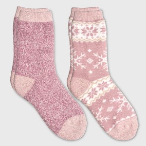 Canada Weather Gear Women's 2-Pack Fleece Lined Thermal Crew Socks - Cozy Winter Socks for Cold Weather with Brushed Interior, Maximum Warmth & Comfort, Size 4-10 - 1 of 4