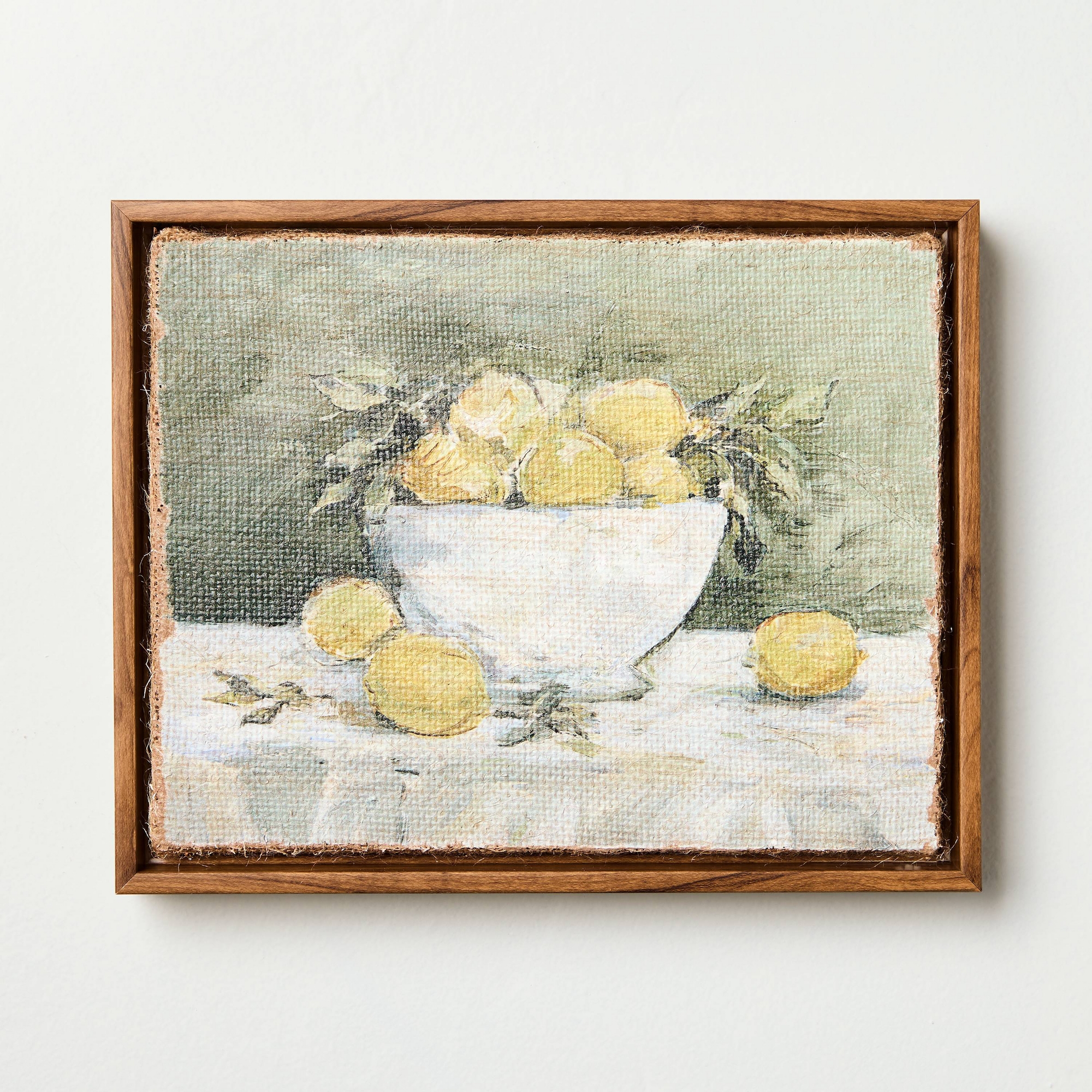 10"x8" Lemon Bowl Still Life on Burlap Wall Art Framed - Hearth & Hand™ with Magnolia