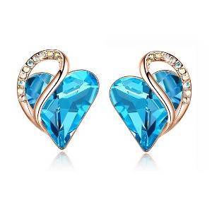 Leafael 18K Rose Gold Plated Love Heart Stud Earrings with Healing Stone Crystal Jewelry Gifts for Women - 1 of 4