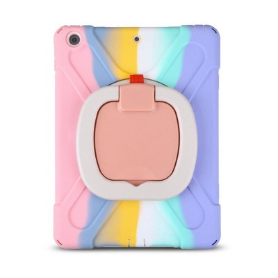 MyBat Rotatable Stand Shockproof Protector Cover Compatible With Apple iPad 10.2 - Rose Gold / Pink Rainbow