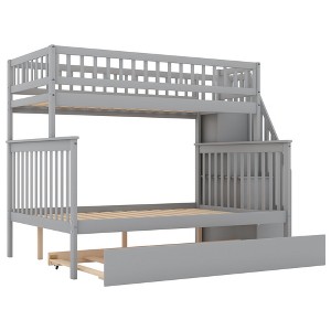Bellemave Twin over Full Bunk Bed with Trundle and Staircase,Gray - 1 of 4