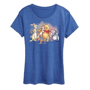Women's - Winnie the Pooh - Rabbit Tigger Roo Piglet Eeyore Watercolor Group Short Sleeve Graphic T-Shirt - 1 of 4