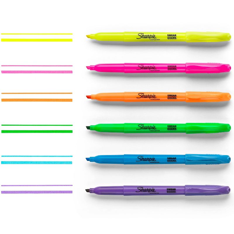 Sharpie Pocket 10pk Highlighters Smear Guard Narrow Chisel Tip Multicolored, 4 of 13