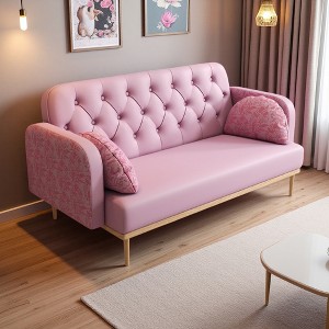 Green PU Upholstered Tulip Loveseat with 2 Dumpling-Shaped Throw Pillows - 1 of 4