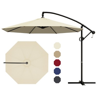 VisioGear Patio Umbrellas, Outdoor Market Hanging Umbrella, Patio Outdoor Umbrella with Crank Handle, White, 114.17"*114.17"*81.49"