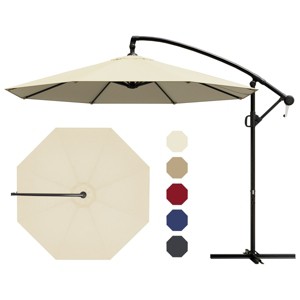 VisioGear Patio Umbrellas, Outdoor Market Hanging Umbrella, Patio Outdoor Umbrella with Crank Handle, White, 114.17"*114.17"*81.49" - 1 of 4