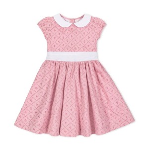 Hope & Henry Baby Girls' Organic Short Sleeve Sateen Dress with Peter Pan Collar, Infant - 1 of 4