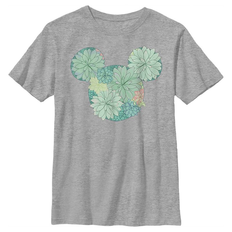 Boy's Disney Mickey Mouse Botanical Silhouette T-Shirt, 1 of 6