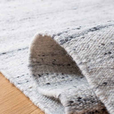 Ivory and Grey Handwoven Wool Kilim Area Rug