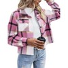 Zeagoo Womens Fashion Cropped Flannel Shacket Jacket Plaid Button Down Shirt Trend Casual Cozy Coat Tops - 3 of 4