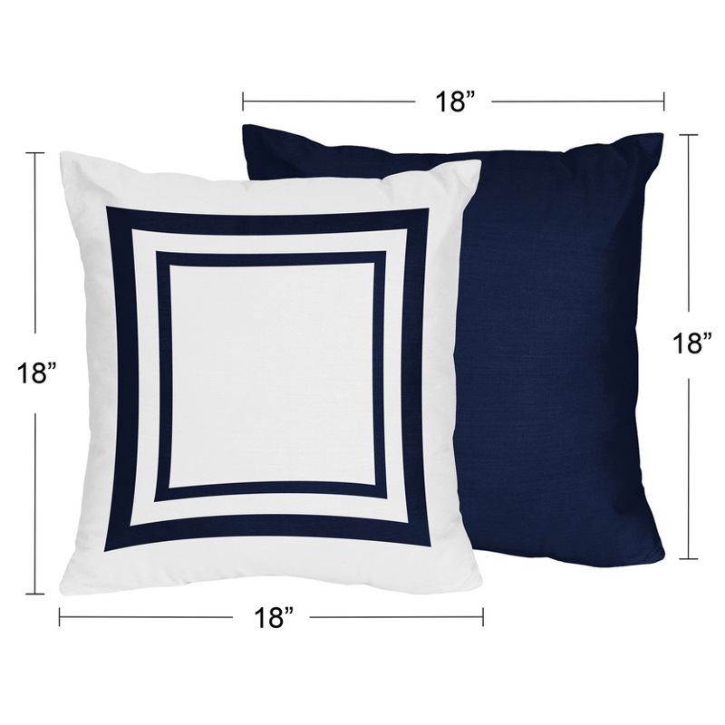 Sweet Jojo Designs Set of 2 Decorative Accent Kids' Throw Pillows 18in. Anchors Away Blue and White, 4 of 6