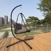 1 Piece Hanging Basket Chair Rattan and Metal Frame with Stand Foldable Seat and Cushion for Patio or Indoor Use - Coolbibila - 2 of 4