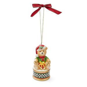 Spode Teddy Bear on a Drum Ornament - Dolomite Holiday Decor with Classic Design - Christmas Ornament - Unique Festive Decoration - 1 of 4