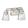 Lyna 2-Light Vanity Light - Nautical Inspired Design with Clear Ribbed Glass Shades - 3 of 4