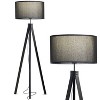 Brightech Eden Mid-Century Dimmable (Includes LED Light Bulb) Tripod Floor Lamp Polished Black Wood - 2 of 4