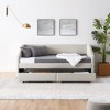CAVINAS Bed Frame, Linen Fabric Daybed with 2 Drawers Trundle, Upholstered Tufted Sofa Bed - 3 of 4