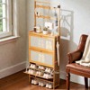 Mshliw Shoe Cabinet with 3 Rattan Flip Drawers and Coat Hooks Bamboo Shoe Storage Cabinet for Entryway Hallway Closet and Living Room - 4 of 4