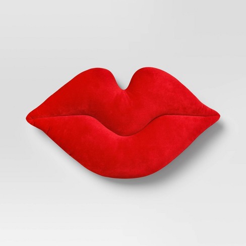 Lips Forever Throw Pillow Berry - Room Essentials™: Velvet Novelty Shape, Polyester Fill, Spot Clean, Indoor Use - image 1 of 4