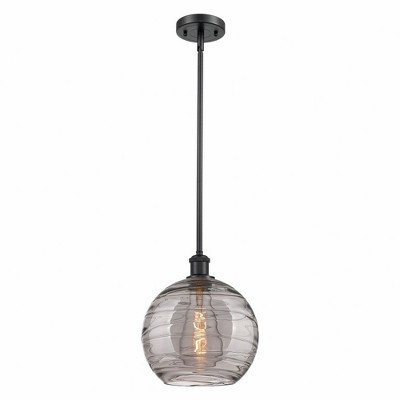 Athens Deco Swirl - 1 Light Stem Hung Mini Pendant In Industrial Style-13 Inches Tall and 10 Inches Wide