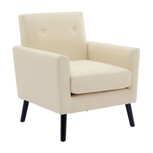 Mid-Century Accent Chairs,Modern Living Room Chairs w/Linen Fabric,Upholstered Fabric Accent Armchair,Sofa Chair With Wood Legs,Accent Chairs - 1 of 4
