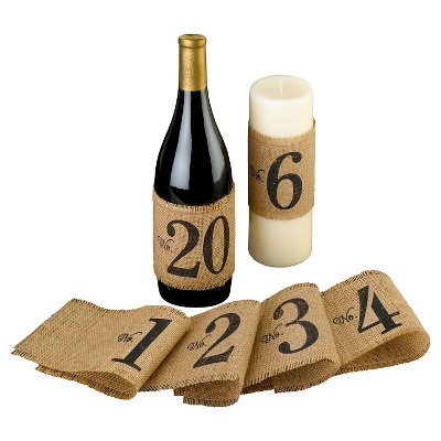 Burlap Table Number Wraps (Numbers 1-20)