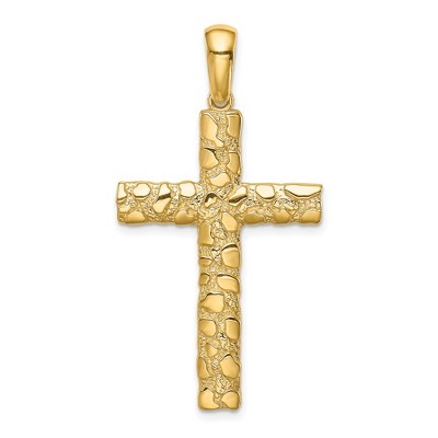Black Bow Jewelry 14k Yellow Gold Polished Nugget Cross Pendant