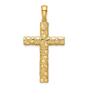 Black Bow Jewelry 14k Yellow Gold Polished Nugget Cross Pendant - 1 of 4