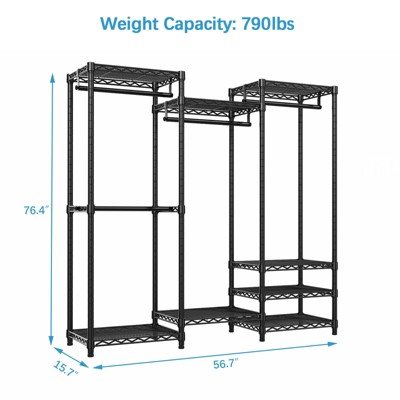 Medium Black Wire Freestanding Closet Organizer with Shelves